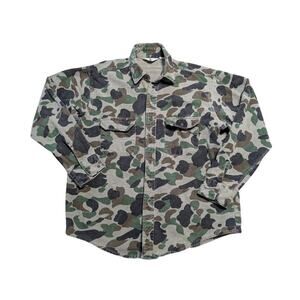 VINTAGE BLACK DUCK Long Sleeve button up, L/XL, Camo heavy Flannel Shirt